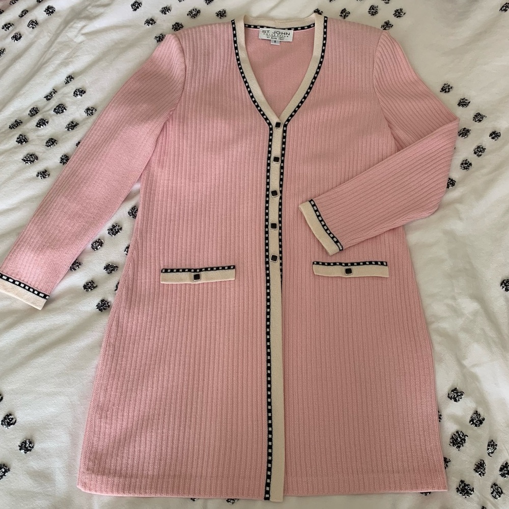 St. John Pink Knit Cardigan